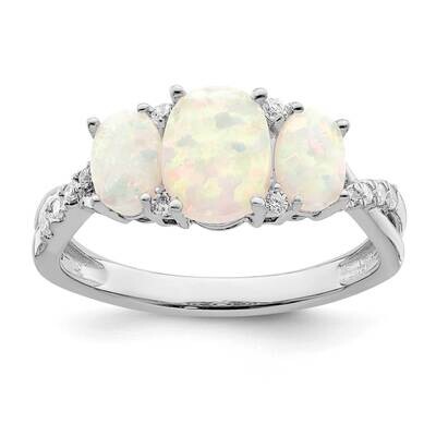 Created Opal Diamond 3-Stone Ring 14k White Gold RM5971-OP-013-WA, MPN: RM5971-OP-013-WA, 886774557…