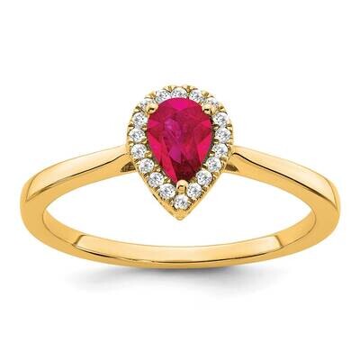 Pear Ruby Diamond Halo Ring 14k Gold RM7237-RU-009-YA, MPN: RM7237-RU-009-YA, 191101825705