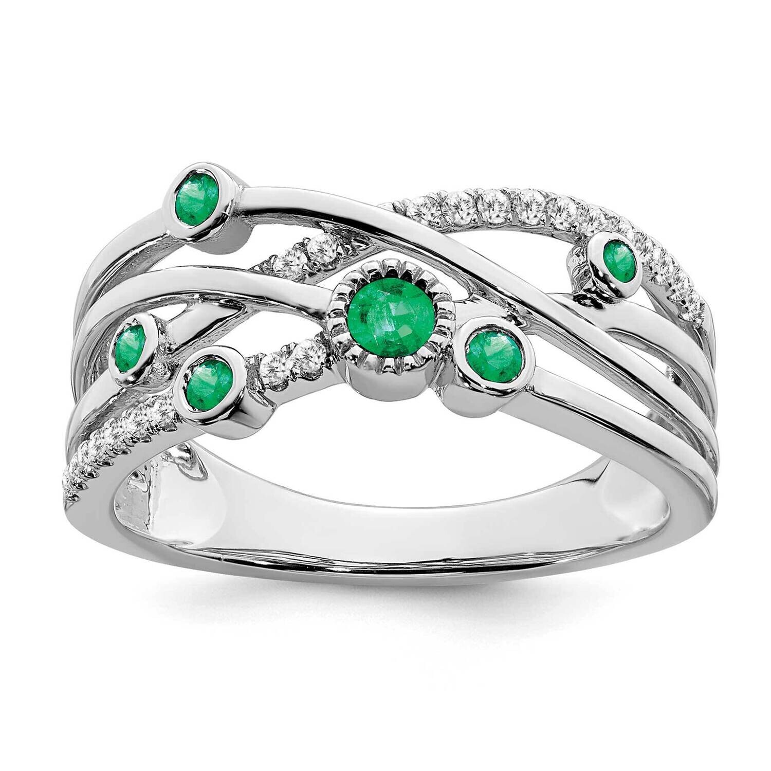 Emerald Diamond Ring 14k White Gold RM7453-EM-11-WA