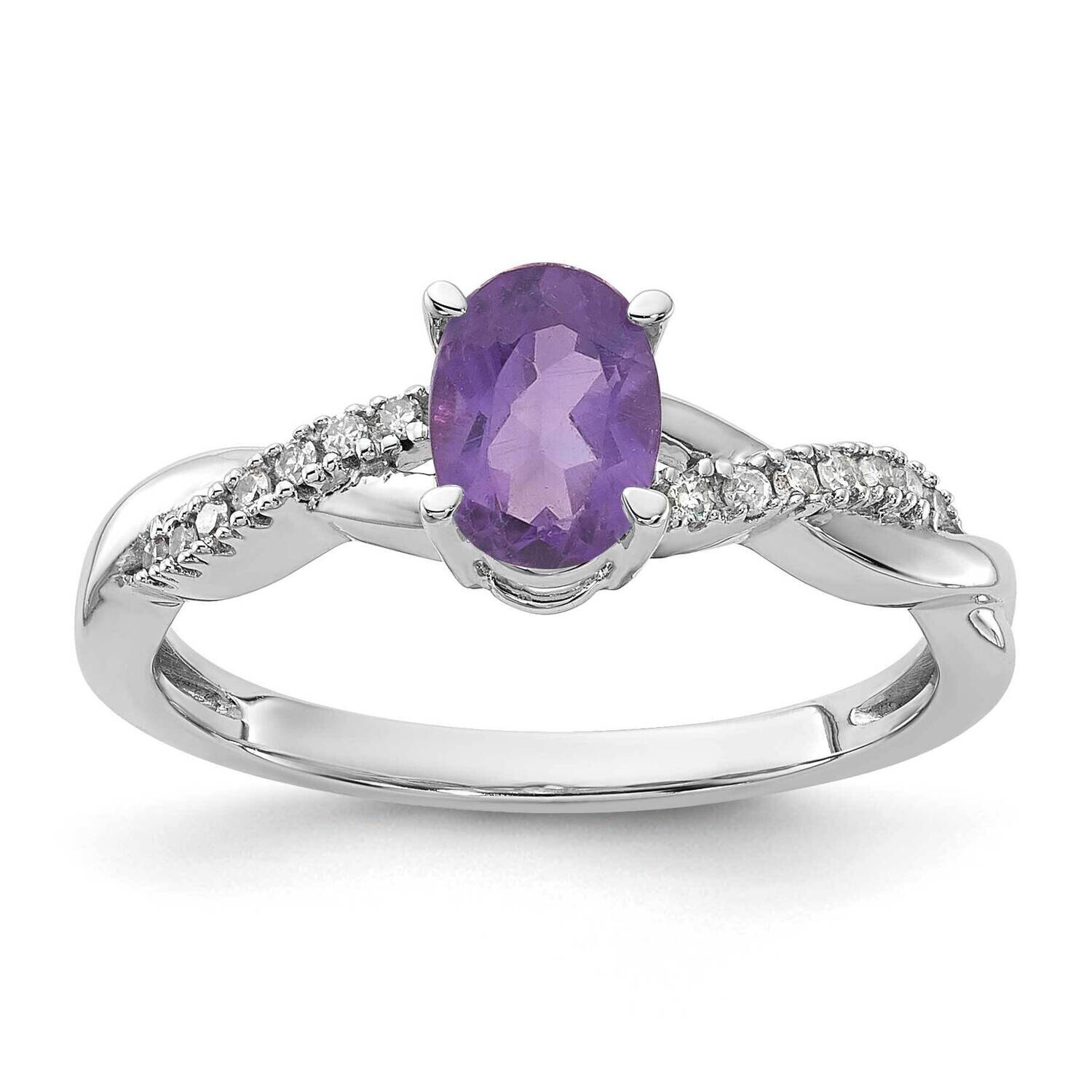 Oval Amethyst Diamond Ring 14k White Gold RM4235-AM-008-WA, MPN: RM4235-AM-008-WA,
