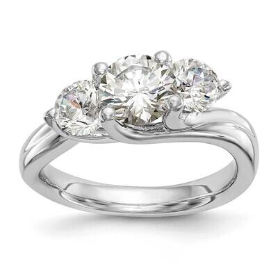 3-Stone Holds 1 Carat 6.5mm Round Center 2-5.2mm Round Sides Engagement Ring Mounting 14k White Gol…