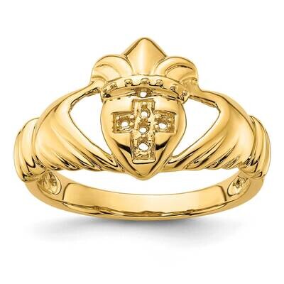 .06Ct. Diamond Mens Claddagh Ring Mounting 14k Polished Gold RM5844-005-Y, MPN: RM5844-005-Y,
