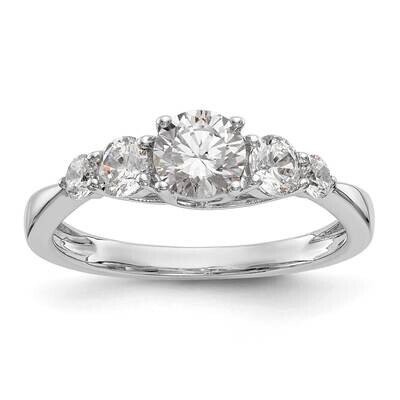 5-Stone Holds 1/2 Carat 5.2mm Round Center 2-3.6/2-2.6 Round Sides Engagement Ring Mounting 14k Whi…