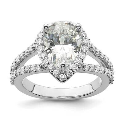 True Origin 7/8 Carat Diamond Vs/Si D E F Semi Mount Pear Halo Engagement Ring 14k White Gold RM233…