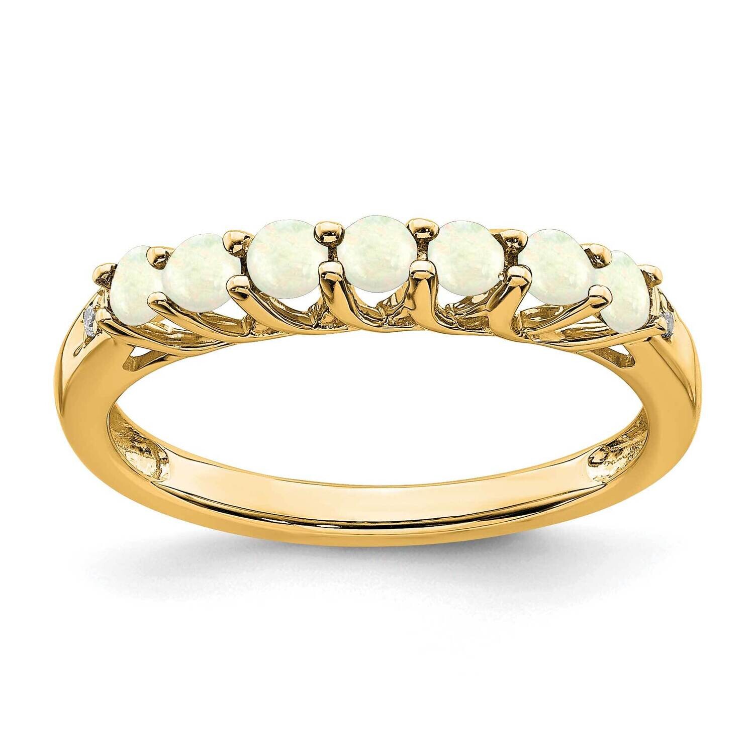 Created Opal Diamond 7-Stone Ring 10k Gold RM7411-OI-001-1YA, MPN: RM7411-OI-001-1YA, 191101662324