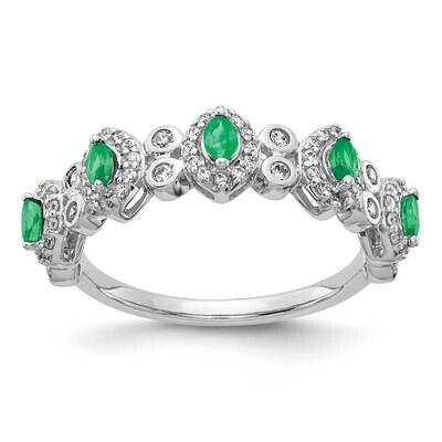Diamond &amp; Emerald Ring 14k White Gold RM4330-EM-033-WA, MPN: RM4330-EM-033-WA, 883957312507