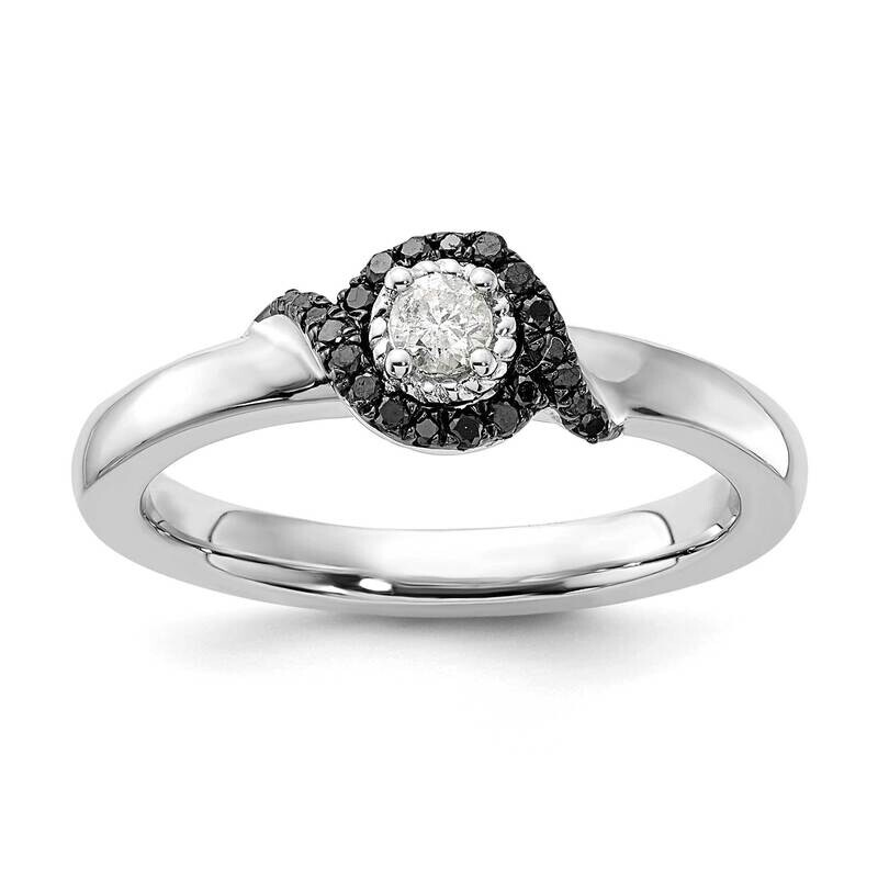 Stackable Expressions Polished White/Black Diamond Ring Sterling Silver QSK628