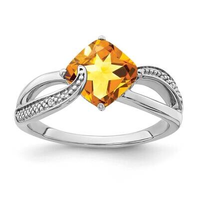 Citrine Diamond Ring Sterling Silver Rhodium-Plated RM7402-CI-001-SSA, MPN: RM7402-CI-001-SSA,