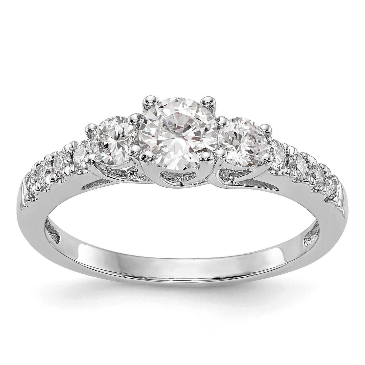 3-Stone Plus Holds 1/3 Carat 4.5mm Round Center 2-3.2mm Round Sides Engagement Ring Mounting 14k White Gold RM2972E-033-CWAA