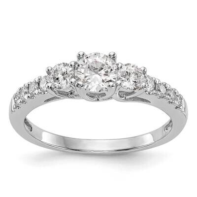 3-Stone Plus Holds 1/3 Carat 4.5mm Round Center 2-3.2mm Round Sides Engagement Ring Mounting 14k Wh…
