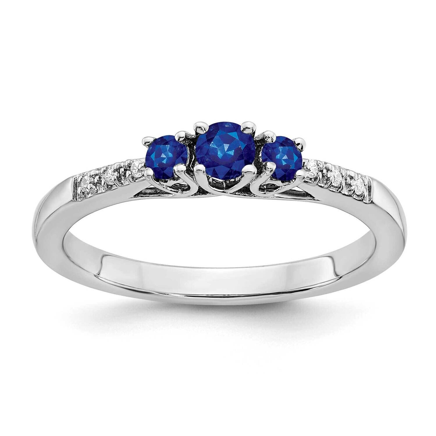 Sapphire Diamond 3-Stone Ring 14k White Gold RM7238-SA-003-WA
