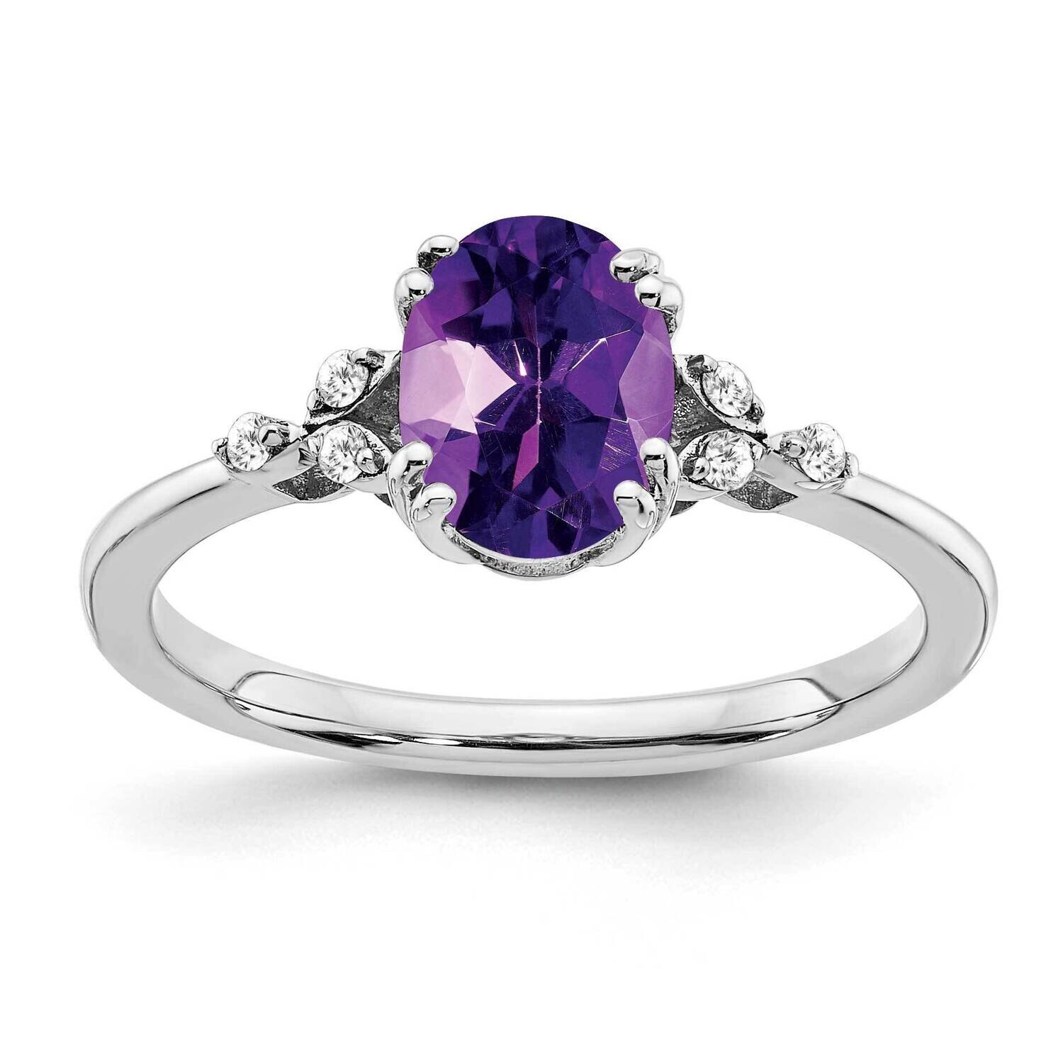 Amethyst Diamond Ring Sterling Silver Rhodium-Plated RM6029-AM-006-SSA, MPN: RM6029-AM-006-SSA,