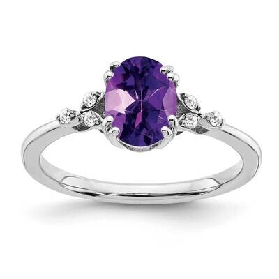 Amethyst Diamond Ring Sterling Silver Rhodium-Plated RM6029-AM-006-SSA, MPN: RM6029-AM-006-SSA,