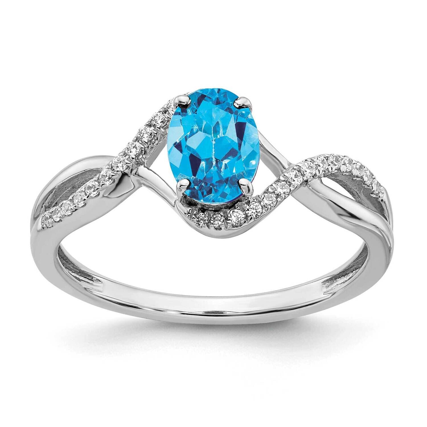 Oval Blue Topaz Diamond Twist Ring 14k White Gold RM5710-BT-011-WA