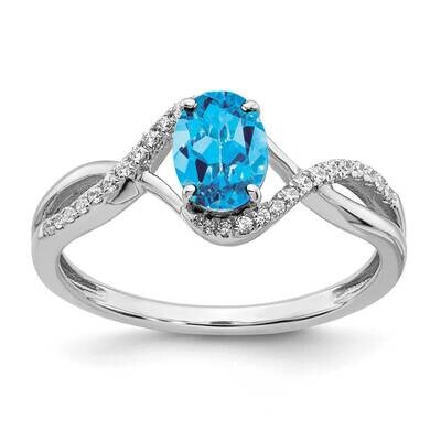 Oval Blue Topaz Diamond Twist Ring 14k White Gold RM5710-BT-011-WA, MPN: RM5710-BT-011-WA, 88677453…