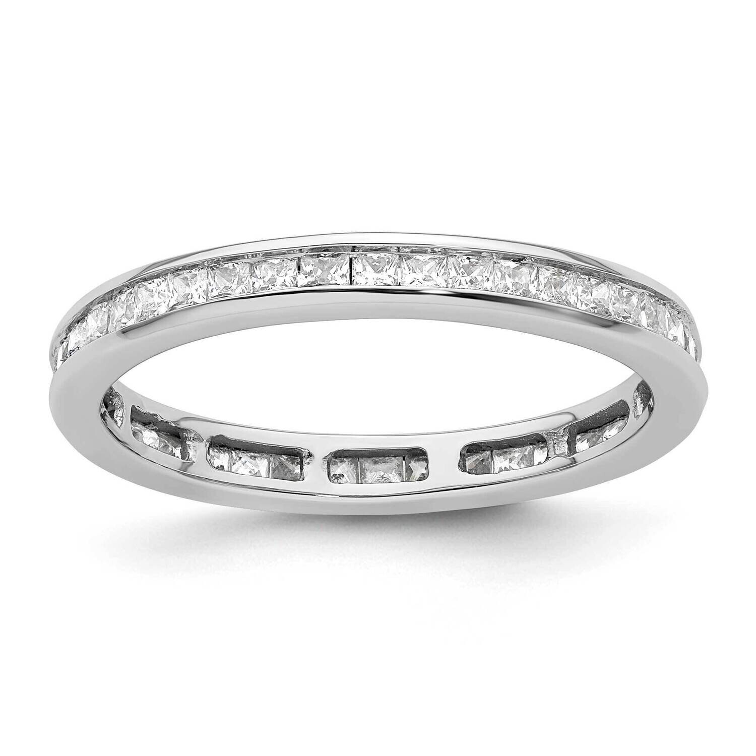 Polished Channel-Set 1 Carat Princess Diamond Complete Eternity Band 14k White Gold ET0010-100-8W4