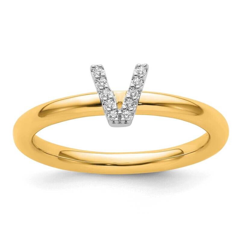 Stackable Diamond Initial V Ring 14k Gold SK2112VY