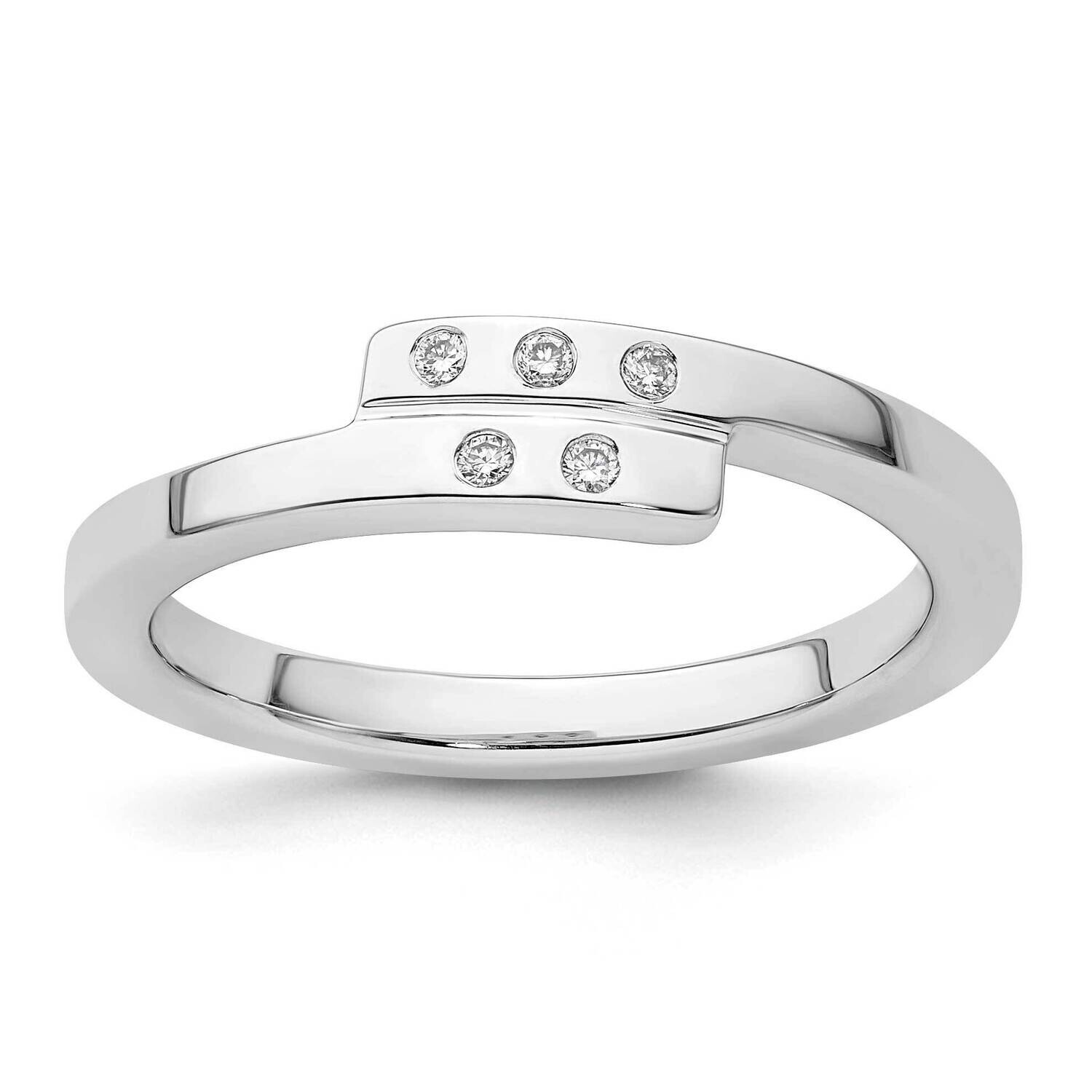 Rh Plated White Ice .05Ct. Diamond Ring Sterling Silver QW542, MPN: QW542,