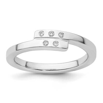 Rh Plated White Ice .05Ct. Diamond Ring Sterling Silver QW542, MPN: QW542,