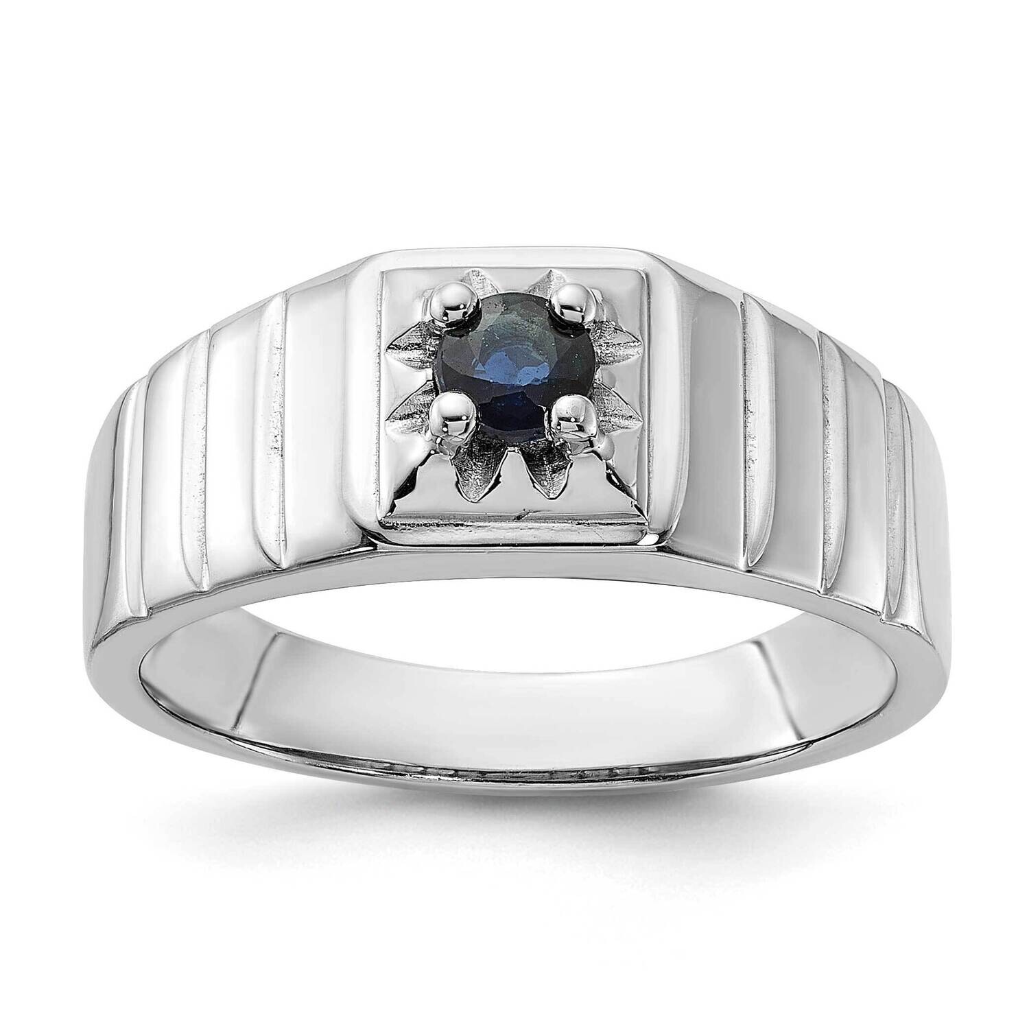 Dark Blue Sapphire Men&#39;s Ring Sterling Silver Rhodium-Plated QR7638 by Men&#39;s Jewelry and Accessorie…