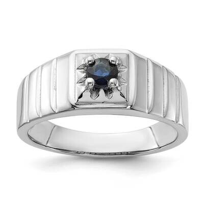 Dark Blue Sapphire Men&#39;s Ring Sterling Silver Rhodium-Plated QR7638 by Men&#39;s Jewelry and Accessorie…