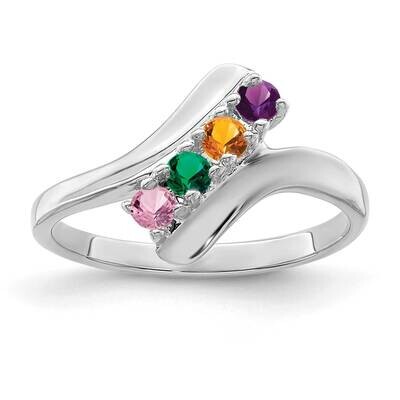 Polished 4-Stone Mothers Ring Mounting 14k White Gold XMR13_4W, MPN: XMR13_4W, 883957448183