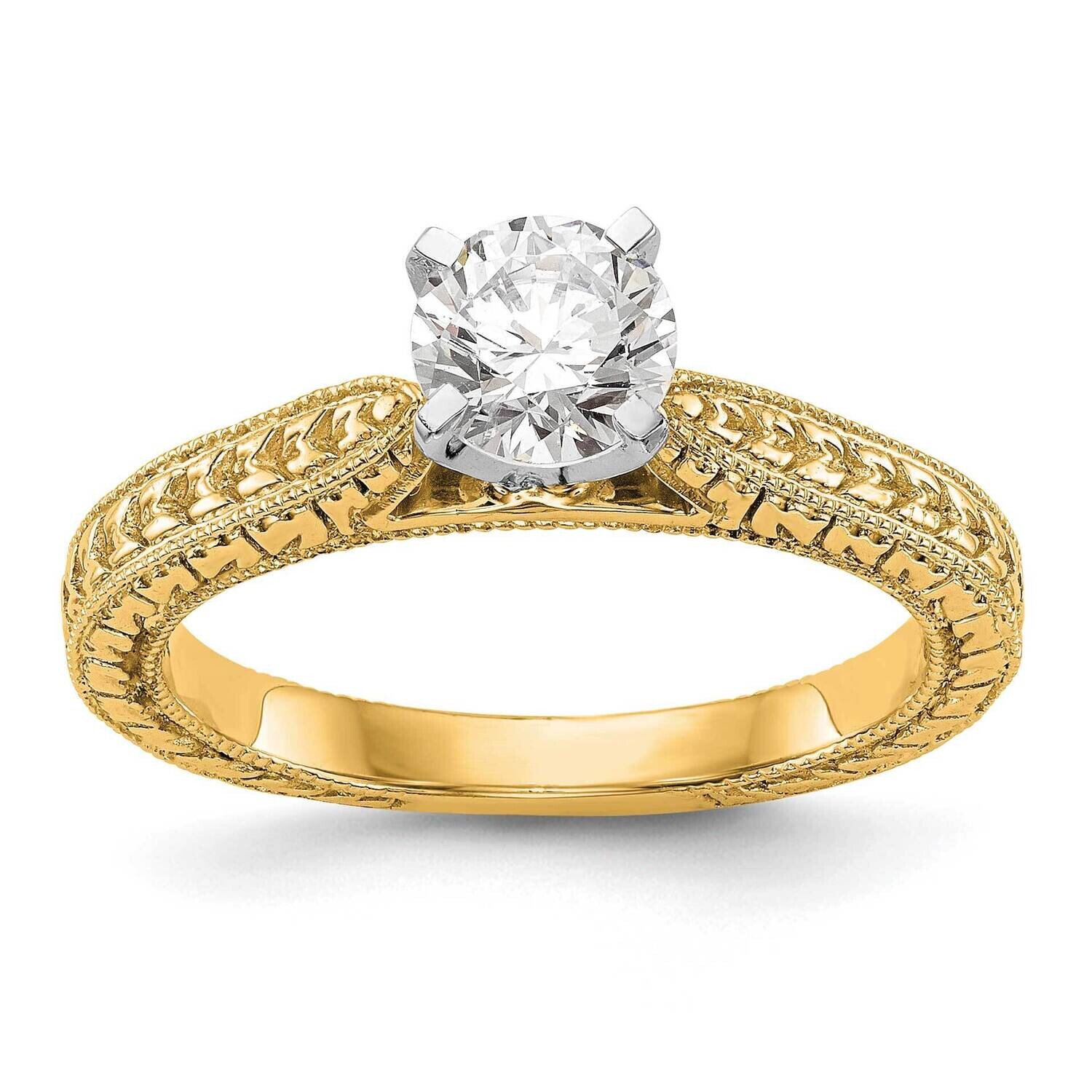 Etched Peg Set Solitaire Engagement Ring Mounting 14k Gold RM1992E-Y, MPN: RM1992E-Y,