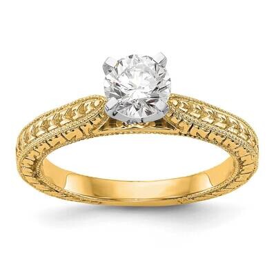 Etched Peg Set Solitaire Engagement Ring Mounting 14k Gold RM1992E-Y, MPN: RM1992E-Y,
