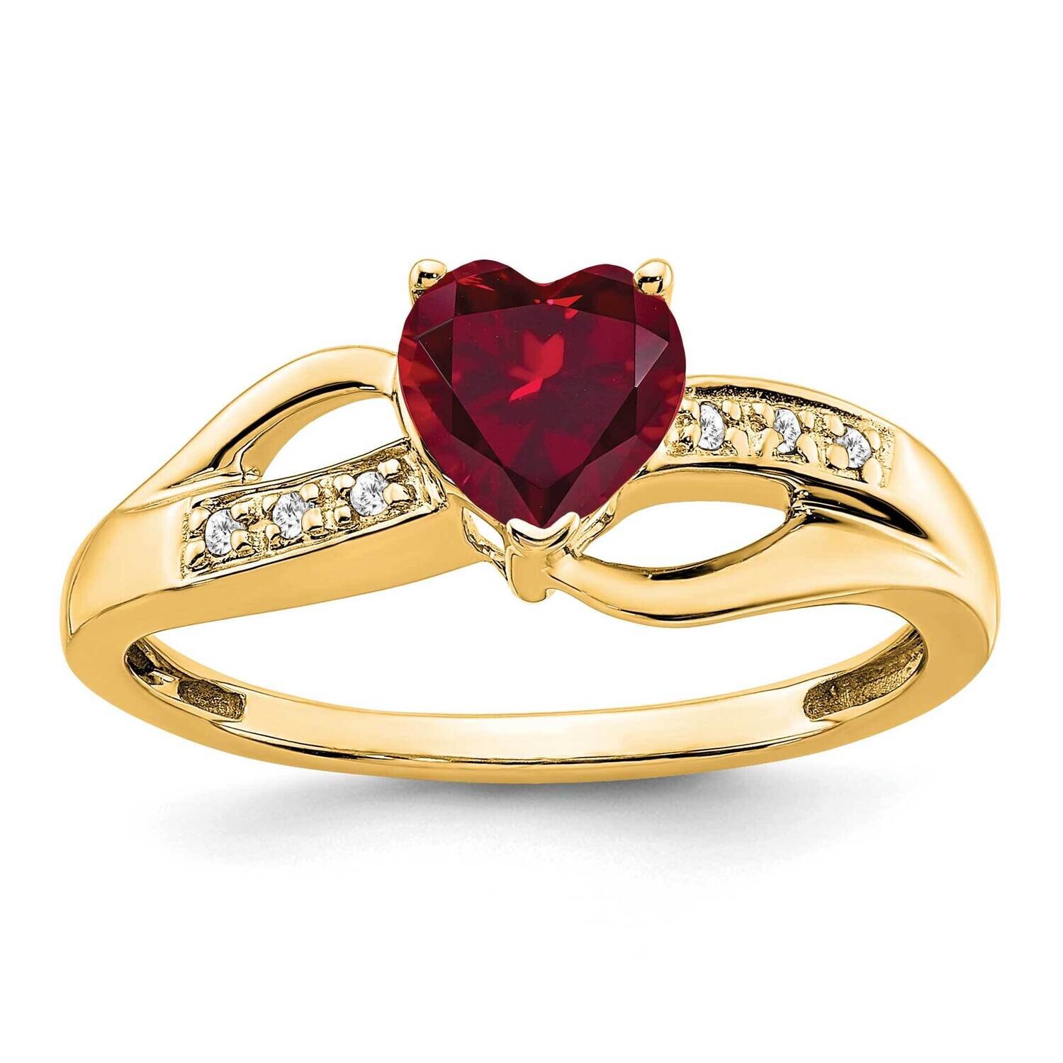 Created Ruby Diamond Heart Ring 14k Gold RM7152-RU-003-YA