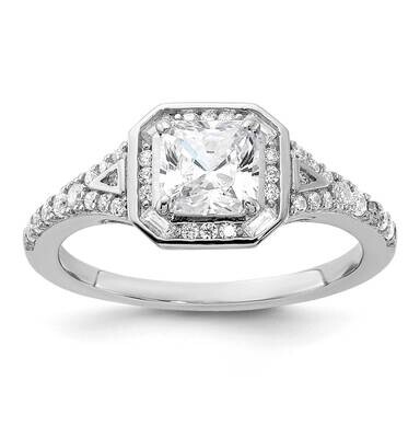 Sterling Shimmer CZ 41 Stone Open Back Ring Sterling Silver Rhodium-Plated QSH123, MPN: QSH123,