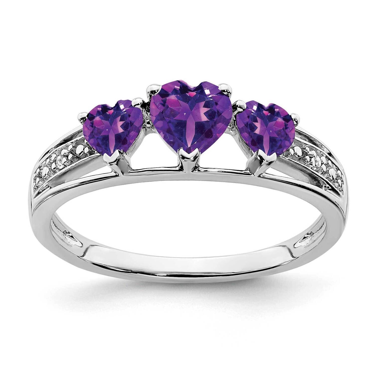 3 Stone Amethyst Diamond Heart Ring 10k White Gold RM7155-AM-001-1WA, MPN: RM7155-AM-001-1WA, 19110…