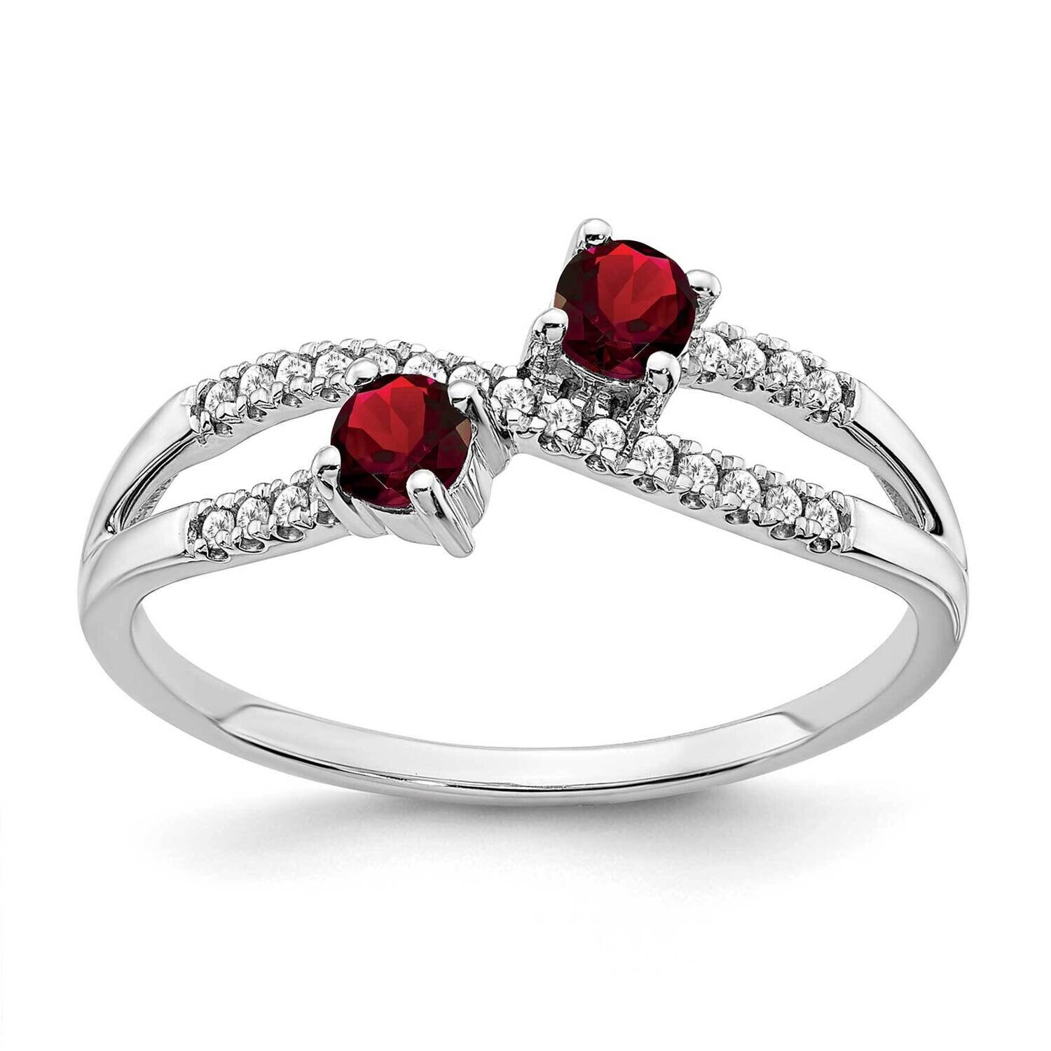 Two-Stone Garnet Diamond Ring 14k White Gold RM3593-GA-009-WA, MPN: RM3593-GA-009-WA, 886774526072