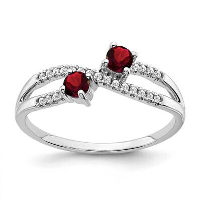 Two-Stone Garnet Diamond Ring 14k White Gold RM3593-GA-009-WA, MPN: RM3593-GA-009-WA, 886774526072
