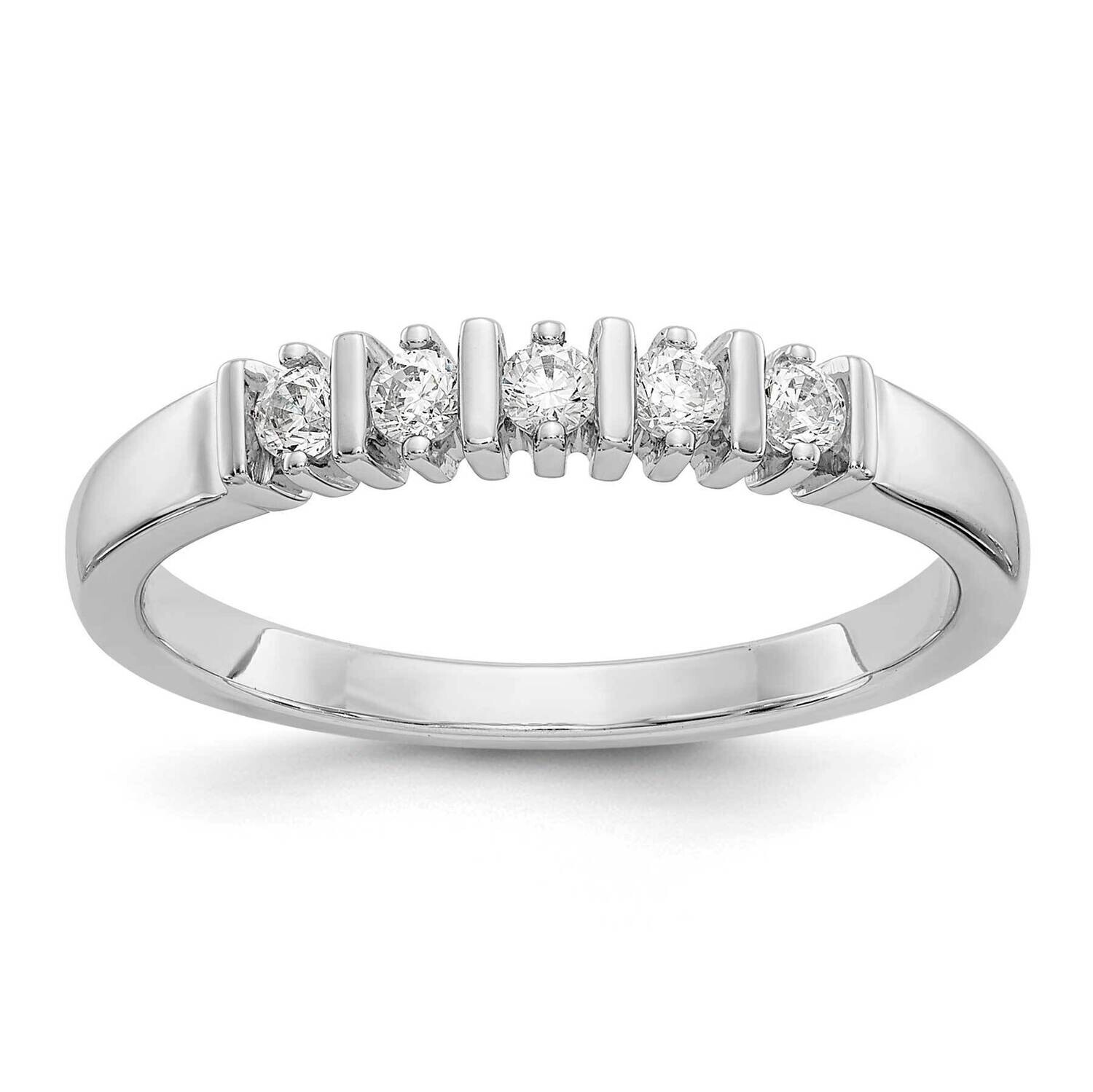 5-Stone Prong-Set Holds 5-2.1mm Round Diamond Band Ring Mounting 14k White Gold RM3289B-025-WAA, MP…