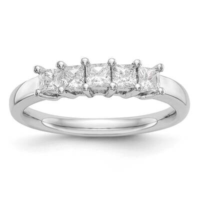 5-Stone Shared Prong Holds 5-3.2mm Princess Diamond Band Ring Mounting 14k White Gold RM3176B-093-W…