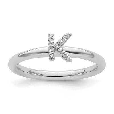 Stackable Diamond Initial K Ring 14k White Gold SK2112KW, MPN: SK2112KW,