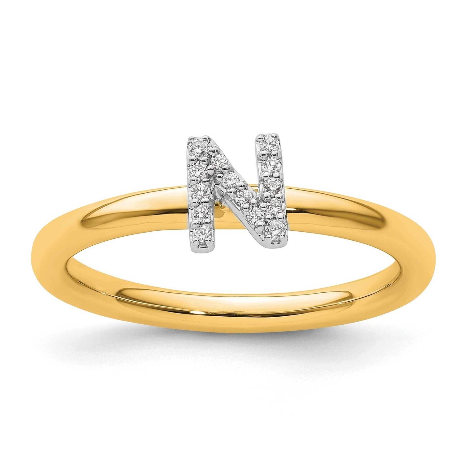 Stackable Diamond Initial N Ring 14k Gold SK2112NY