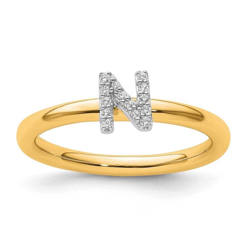 Stackable Diamond Initial N Ring 14k Gold SK2112NY