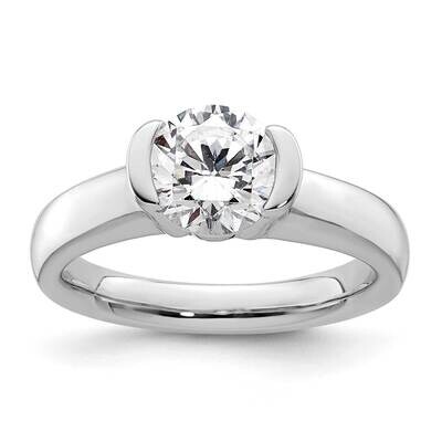 1.5 Carat 7.50 mm Half-Bezel Round Solitaire Engagement Ring Mounting 14k White Gold RM1953E-150-CW…
