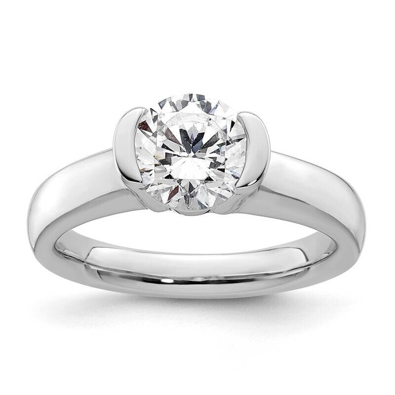 1.5 Carat 7.50 mm Half-Bezel Round Solitaire Engagement Ring Mounting 14k White Gold RM1953E-150-CWAA