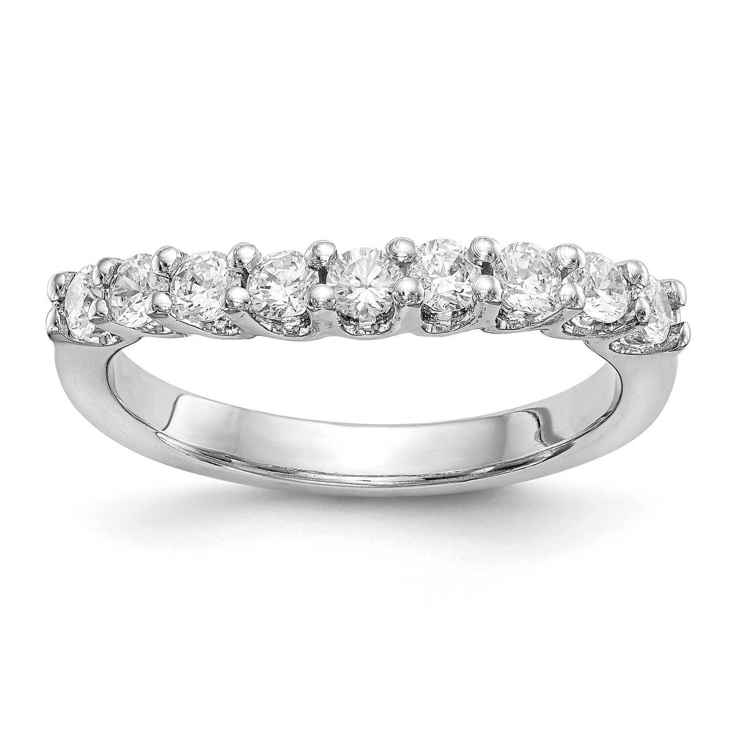 9-Stone Shared Prong Holds 9-2.9mm Round Diamond Band Ring Mounting 14k White Gold RM3190B-090-WAA