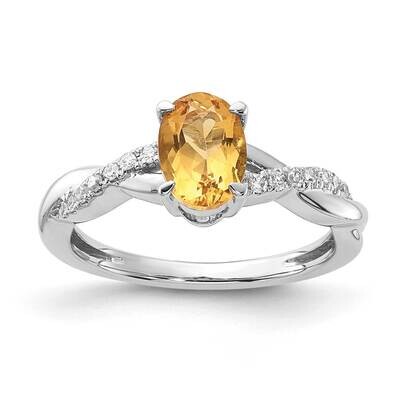 Oval Citrine Diamond Ring 14k White Gold RM4235-CI-008-WA, MPN: RM4235-CI-008-WA,