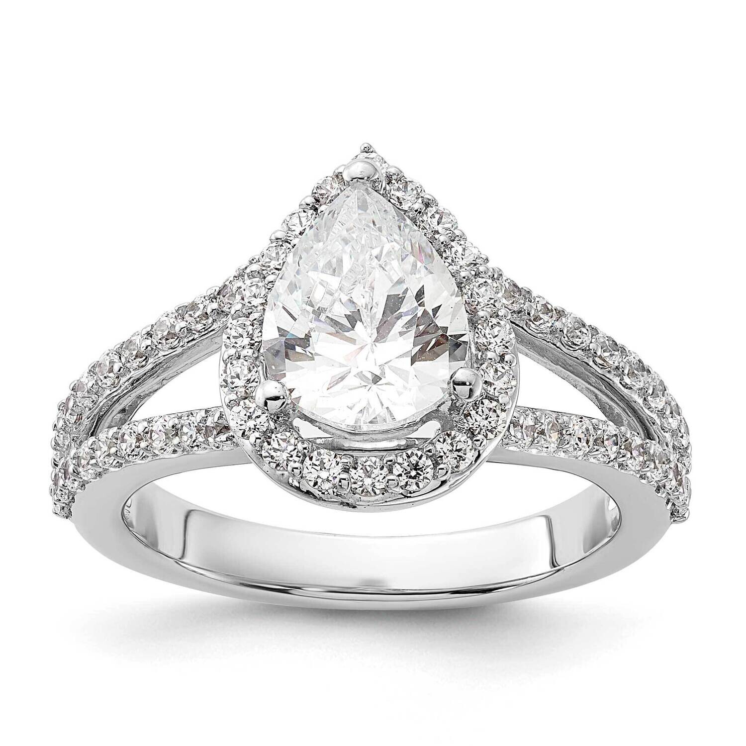 True Origin 5/8 Carat Diamond Vs/Si D E F Semi Mount Pear Halo Engagement Ring 14k White Gold RM233…