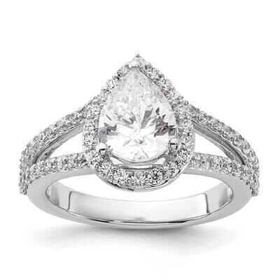 True Origin 5/8 Carat Diamond Vs/Si D E F Semi Mount Pear Halo Engagement Ring 14k White Gold RM233…