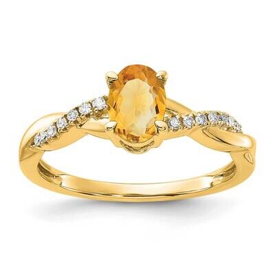 Oval Citrine Diamond Ring 14k Gold RM4235-CI-008-YA, MPN: RM4235-CI-008-YA,