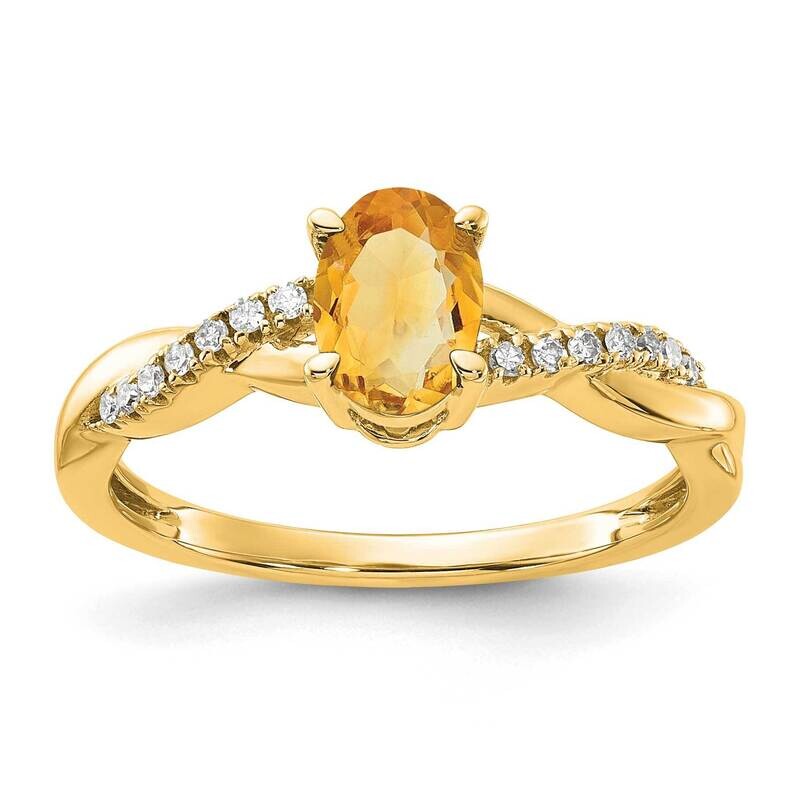 Oval Citrine Diamond Ring 14k Gold RM4235-CI-008-YA