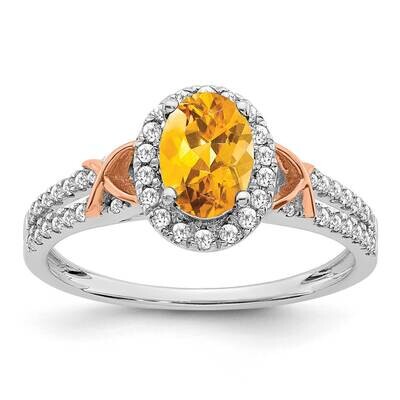 Rg Accent Citrine Diamond Halo Ring 14k White Gold RM5957-CI-025-WA, MPN: RM5957-CI-025-WA, 8867745…