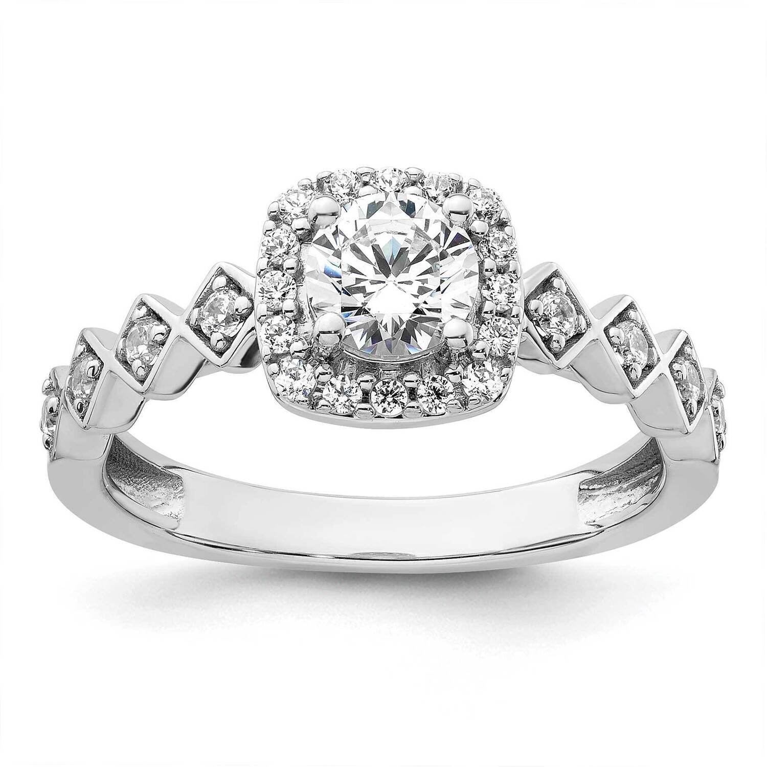 Diamond Halo Complete Engagement Ring 14k White Gold RM9435E-050-WAA