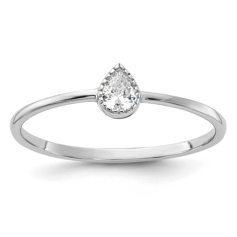 Pear Shaped CZ Ring Sterling Silver Rhodium-Plated QR7541