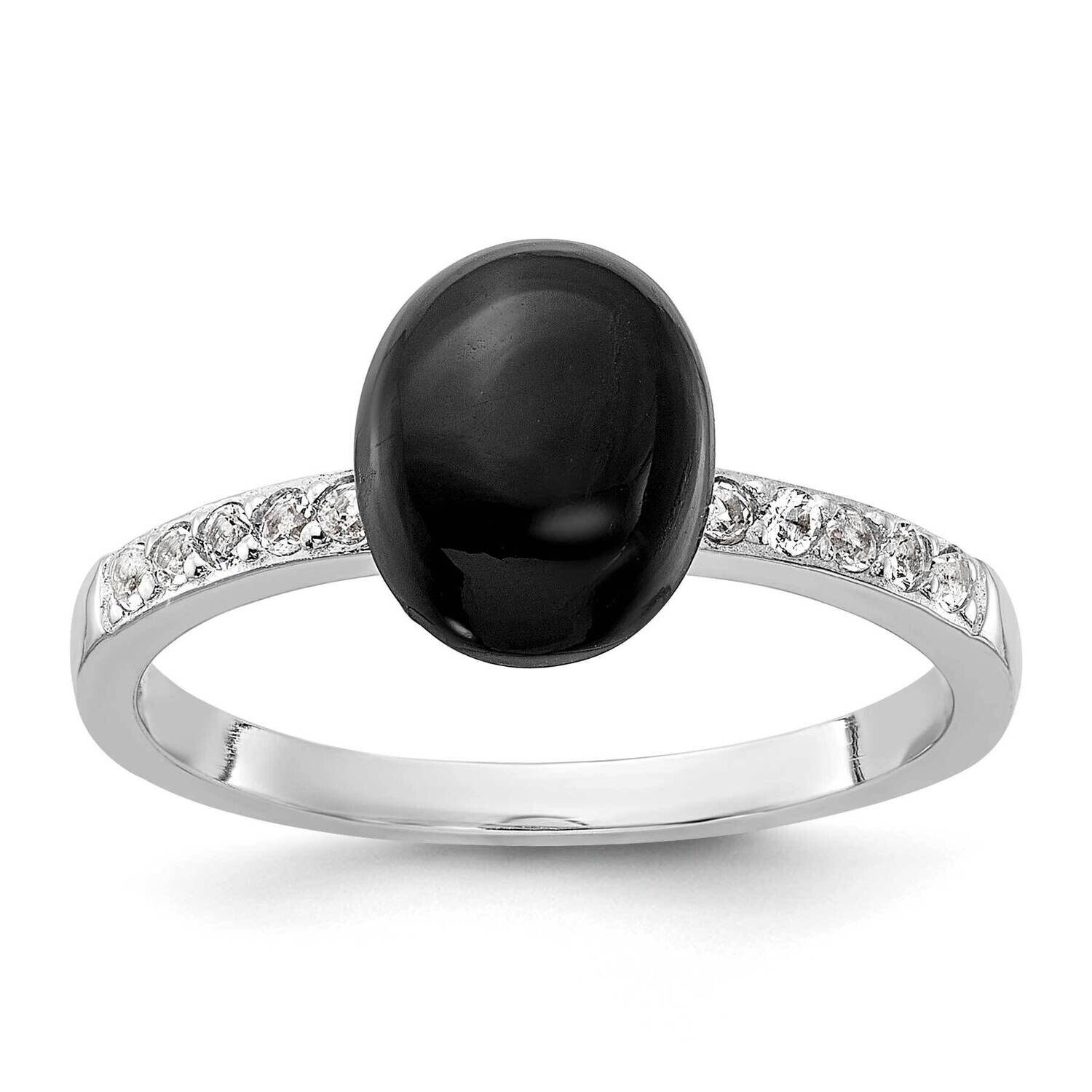 Onyx .2Wt White Topaz Ring Sterling Silver Rhodium-Plated QR7586, MPN: QR7586,